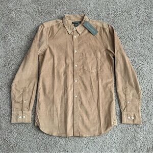 French Connection Corduroy Button Down Shirt Tan Mens Size S